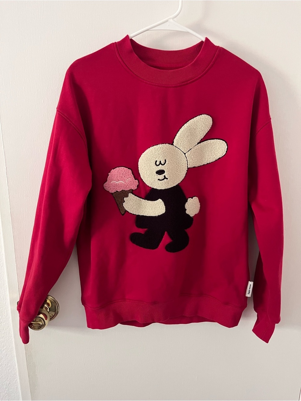 Happy Nocnoc Adorable Women’s Sweatshirt Bunny Ice Cream Cone Red Medium Gift